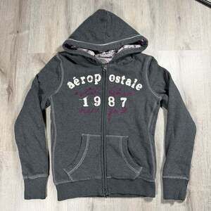 Womens Y2K Aeropostale 1987 New York Full-Zip Hoodie Patterned Lined Hood Small
